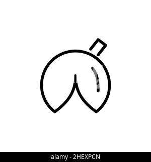 Chinese Fortune cookie with a prophecy inside. Pixel perfect, editable stroke icon Stock Vector
