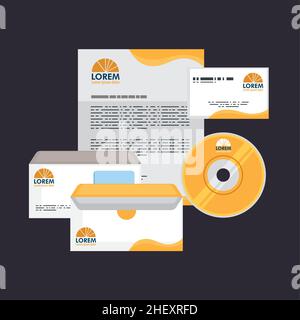 stationery mockup in dark background Stock Vector