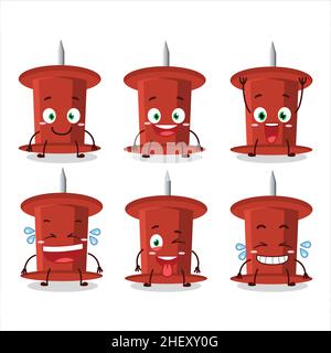 Cartoon character of red push pin with smile expression. Vector illustration Stock Vector