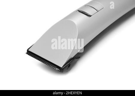 Close-up of hair clipper isolated on white background. Hairdressing tool. Stock Photo