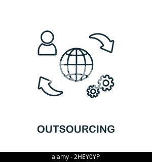 Outsourcing icon. Line element from digital transformation collection. Linear Outsourcing icon sign for web design, infographics and more. Stock Vector