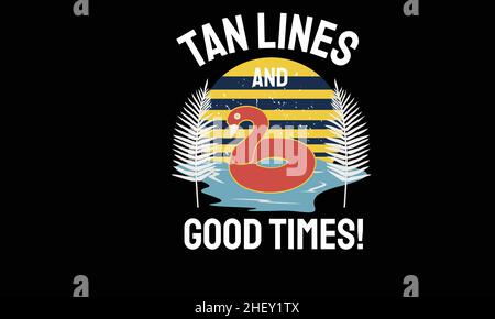 tan lines and good time duck summer design t-shirt monogram text vector template Stock Vector