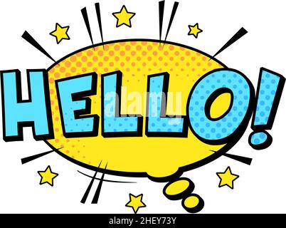 Hello phrase in cartoon style pop art Stock Vector