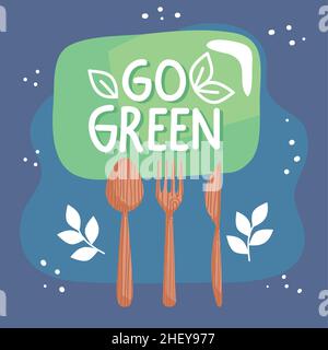 go green cutleries Stock Vector