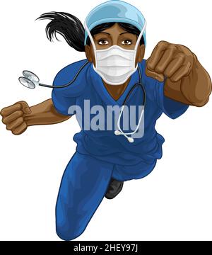 Nurse Doctor Woman Super Hero Medical Concept Stock Vector