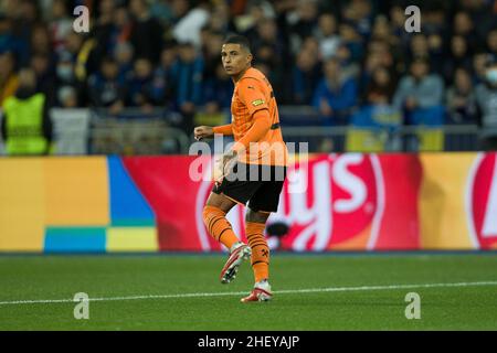 Ukraine, Kyiv - 09 September 2021. Dodo (Shakhtar) during the match between FC Shakhtar Donetsk and Milan Inter, NSC Olympiyskiy Stock Photo