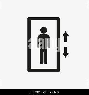 Person in elevator vector icon. Lift symbol. Stock Vector