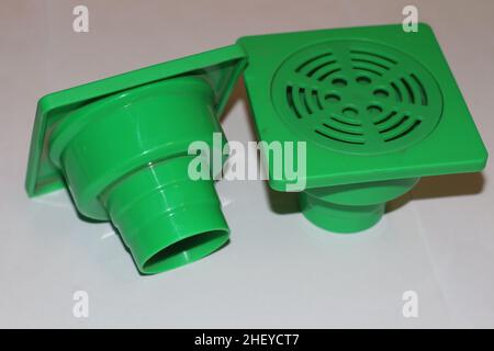 floor drain filter made of green plastic Stock Photo