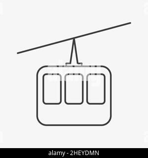 Cable car outline vector icon. Cablecar pictogram Stock Vector