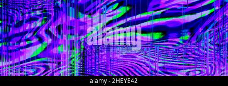 Motion Glitch interlaced Distorted psychedelic zebra banner background Stock Photo