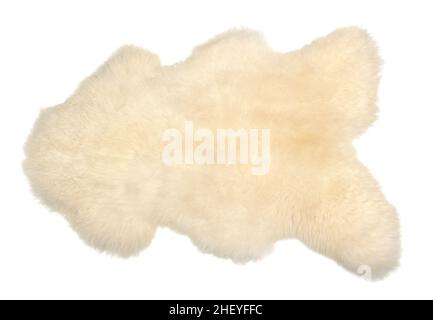 White sheep skin isolated on white background Stock Photo