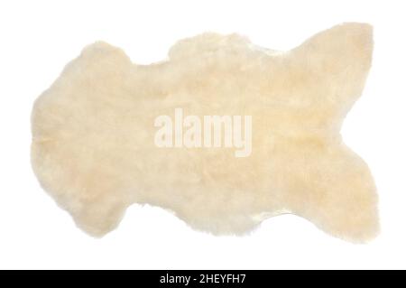White sheep skin isolated on white background Stock Photo