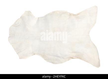 White sheep suede leather isolated on white background. Stock Photo