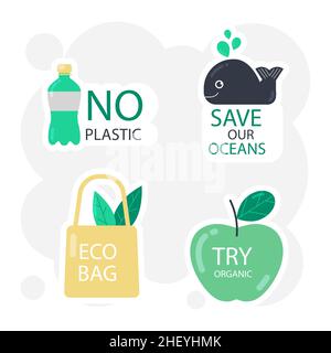 Flat design ecology label set Vector illustration Stock Vector Image ...