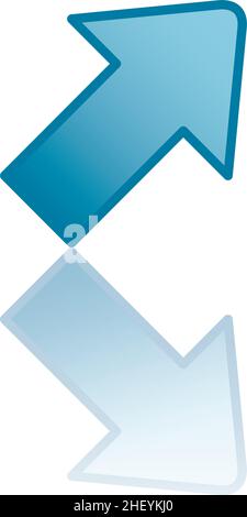 Color icon with reflection on the ground of a blue arrow. Stock Vector