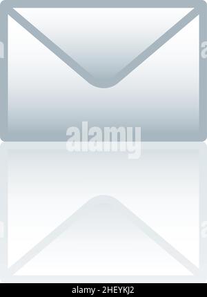 Color icon with reflection on the floor of an envelope. Stock Vector