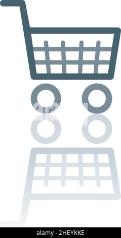 Color icon with reflection on the floor of a shopping cart. Stock Vector