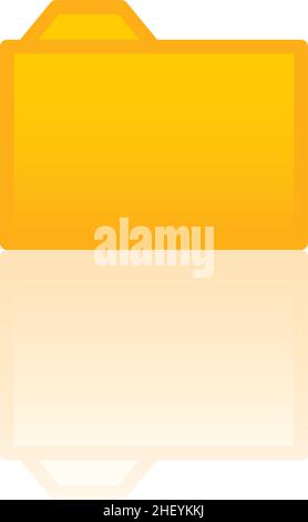 Color icon with reflection on the floor of a yellow folder. Stock Vector