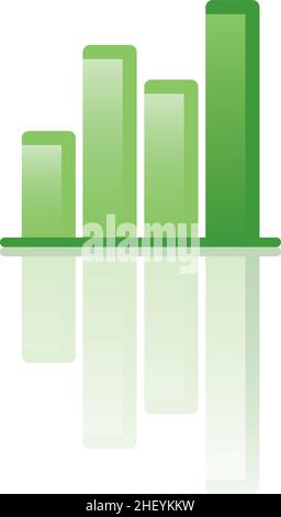 Color icon with reflection on the ground of a bar graph. Stock Vector