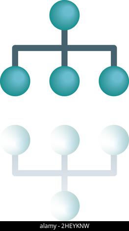 Color icon with reflection on the floor of an organization chart. Stock Vector