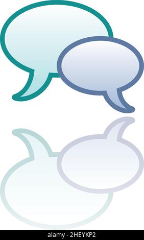 Color icon with reflection on the ground of two speech bubbles. Stock Vector