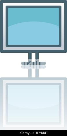 Color icon with reflection on the floor of a computer monitor. Stock Vector