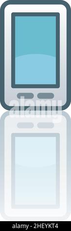 Color icon with reflection on the ground of a smartphone. Stock Vector
