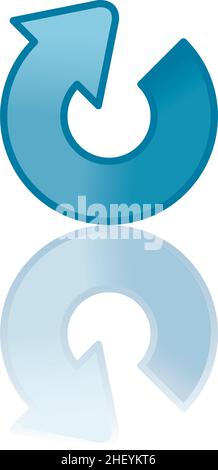 Color icon with reflection on the ground of a reverse arrow. Stock Vector