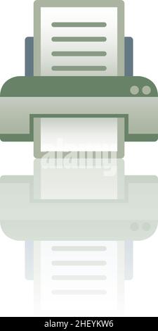 Color icon with reflection on the floor of a printer. Stock Vector