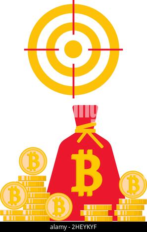 Bitcoin. Conceptual illustration in the style of linear design on a white background. Stock Vector