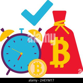A watch and a bitcoin gold coin. A vector associated with cryptocurrency. Stock Vector