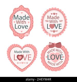 Hand drawn made with love badges Vector illustration. Stock Vector