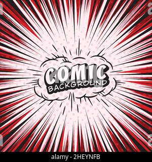 Background of radial lines for comic books. Comic background. Vector and illustration. Stock Vector