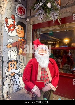 Street scene at Christmas time, Lyon, France Stock Photo