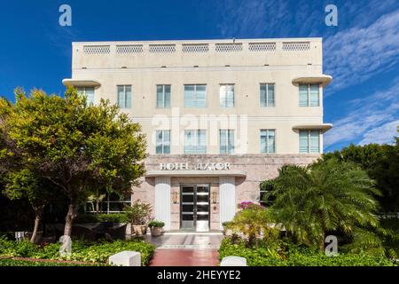 old vintage Hotel Astor in Miami Beach  in art deco style near ocean drive in South Beach, Miami. Stock Photo