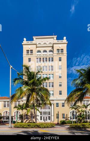 old vintage Miami Beach City Hall in art deco style near ocean drive in South Beach, Miami. Stock Photo