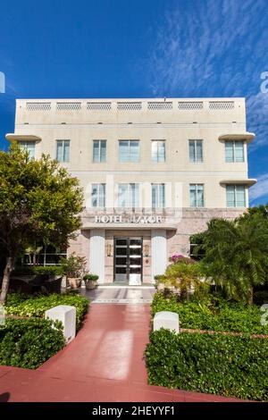 old vintage Hotel Astor in Miami Beach  in art deco style near ocean drive in South Beach, Miami. Stock Photo