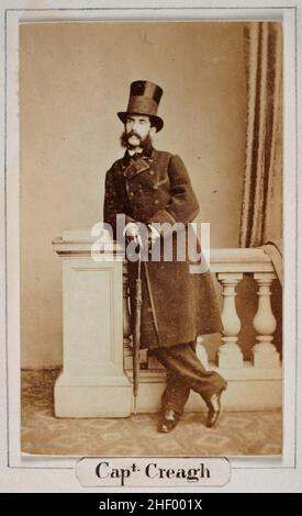 Vintage photograph of Captain Creagh, possibly Garrett O'Moore Creagh VC a British Army officer and an Irish recipient of the Victoria Cross, Second Anglo-Afghan War, late1860s, early 1870s Stock Photo