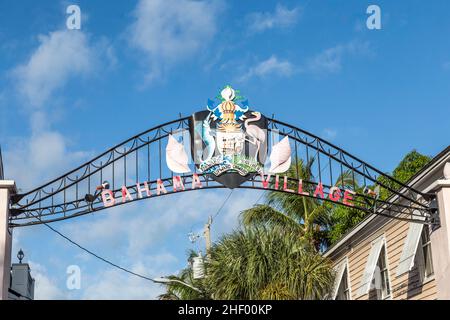sign Bahama village in Key West, Florida, USA. Stock Photo