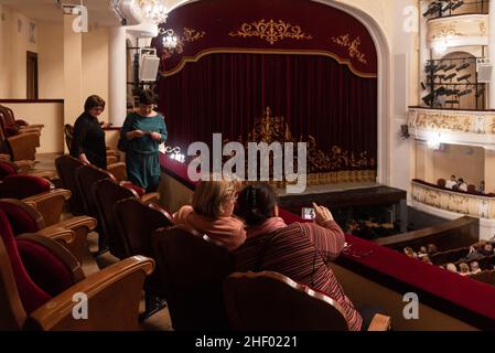 The audience awaits the performance at the Bashkir State Opera and Ballet Theater. Ufa, Russia. Stock Photo