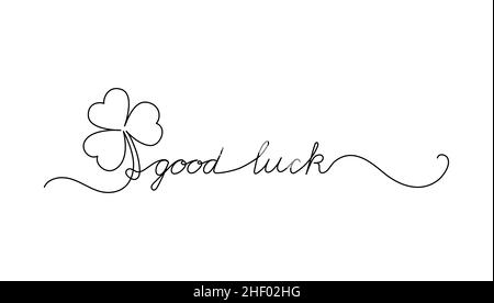 Goodluck Script Lettering with phrase Good luck. Vector illustration. watercolor ...