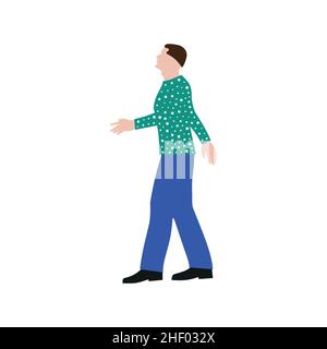Bearded happy man shows thumb up. Gesture cool. Vector illustration in cartoon style Stock Vector