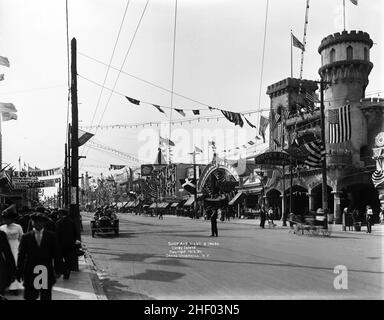 Surf Avenue West on Coney Island, New York 1912. Vintage Coney Island photo. Stock Photo