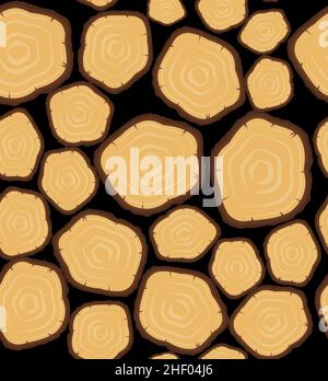 Seamless vector pattern with wood logs.Background for forestry and lumber industry. eps Stock Vector