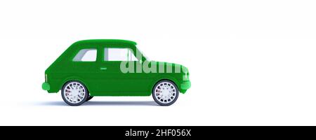 Electric green car isolated on the white background 3D render 3D illustration Stock Photo