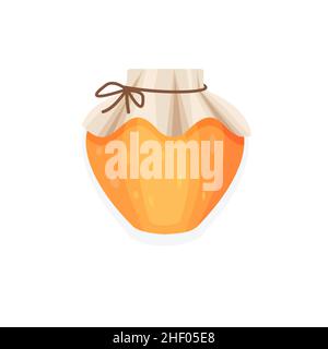Vector cartoon style glass honey jar. Isolated on white background. esp Stock Vector