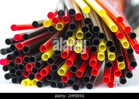 Colorful drinking straws on white background Stock Photo