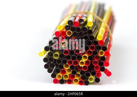 Colorful drinking straws on white background Stock Photo