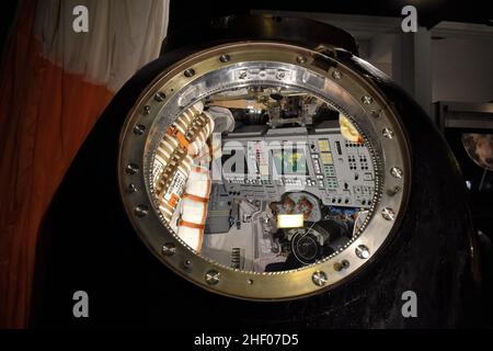 British astronaut Tim Peake’s Soyuz capsule displayed at Science Museum in London UK. Stock Photo