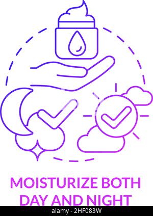 Moisturize both day and night purple gradient concept icon Stock Vector